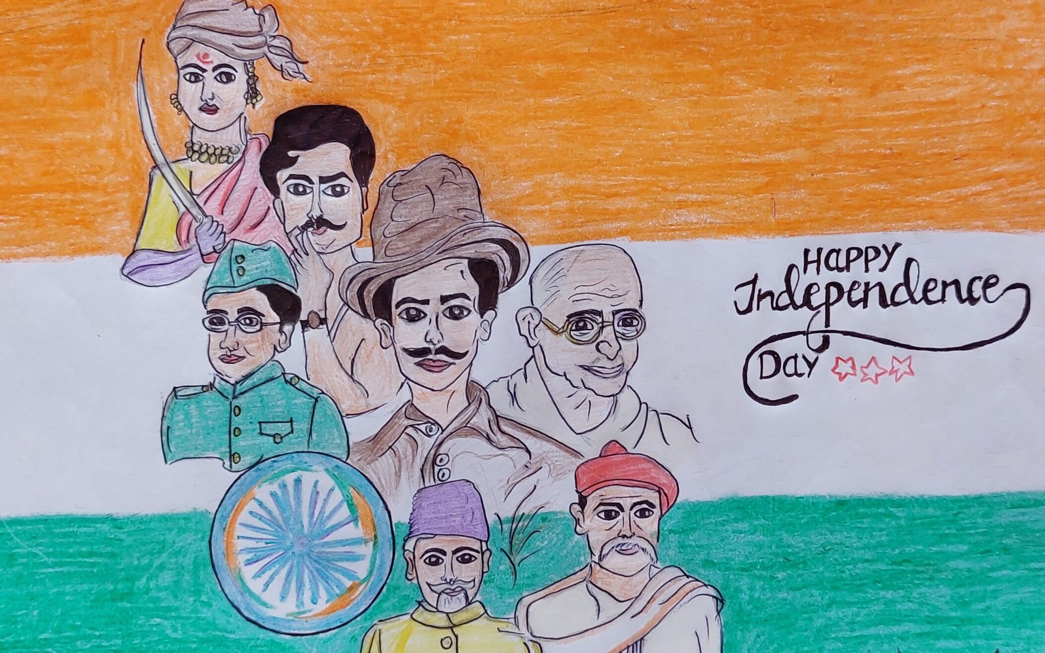 happy independence day drawing poster